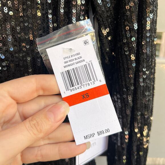 NWT 1.State Black Drape Back Sequin Top Size XS - Picture 6 of 7